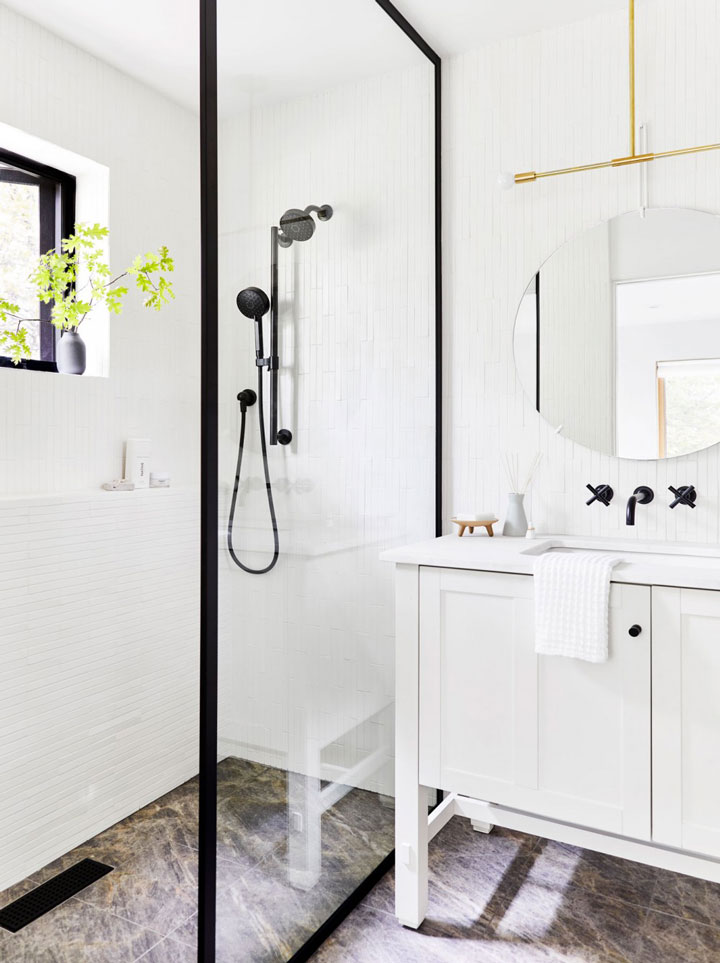 wall-mounted showers make for a pet-friendly bathroom