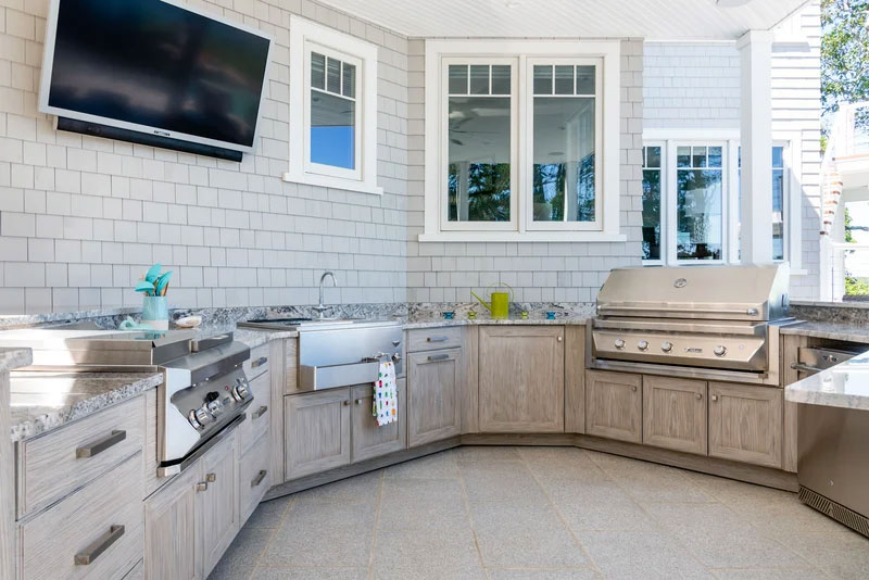 Shaker style cabinetry for outdoor kitchen
